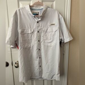 Magellan Outdoors Fish Gear Texas Flag Fishing Shirt XL Relaxed Fit White